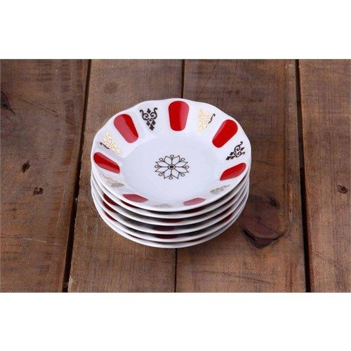 Classic Melamine Turkish Tea Plate Red 6pcs